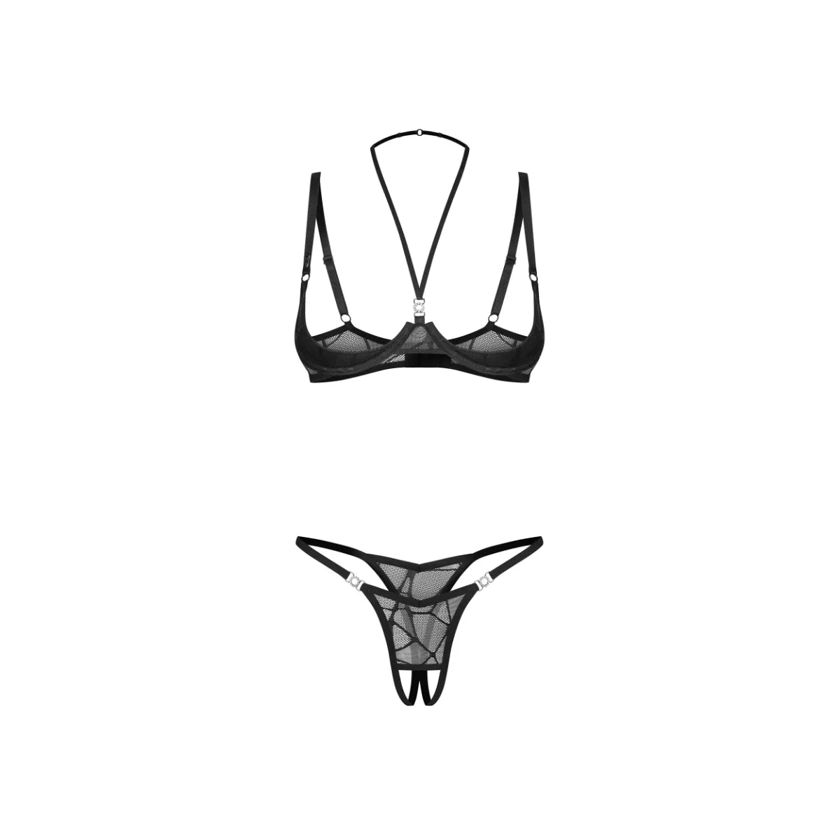 Obsessive - Olianna Conjunto Aberto de 2 Peças - Preto