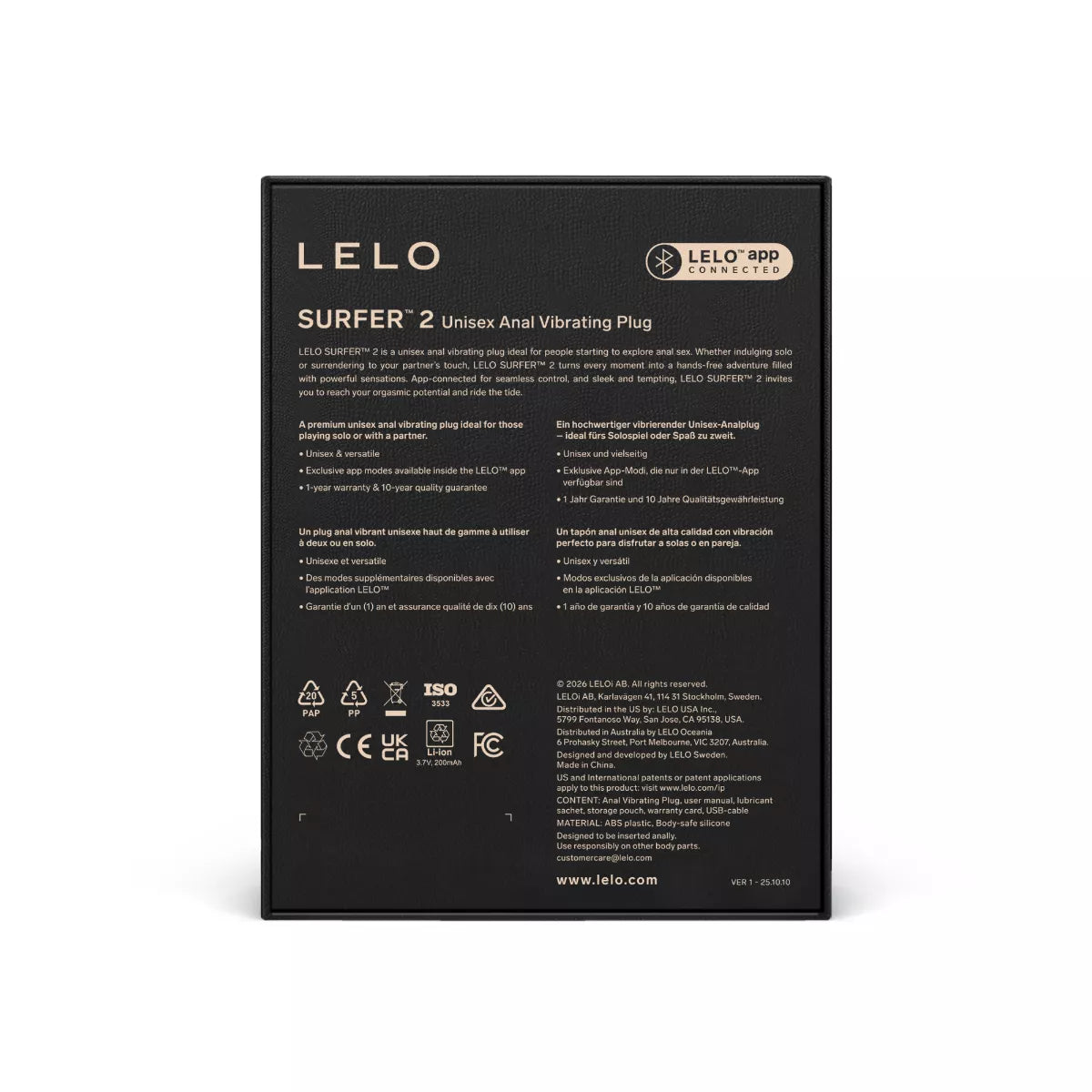 LELO - SURFER 2 Vibrating Anal Plug - Cyber Purple