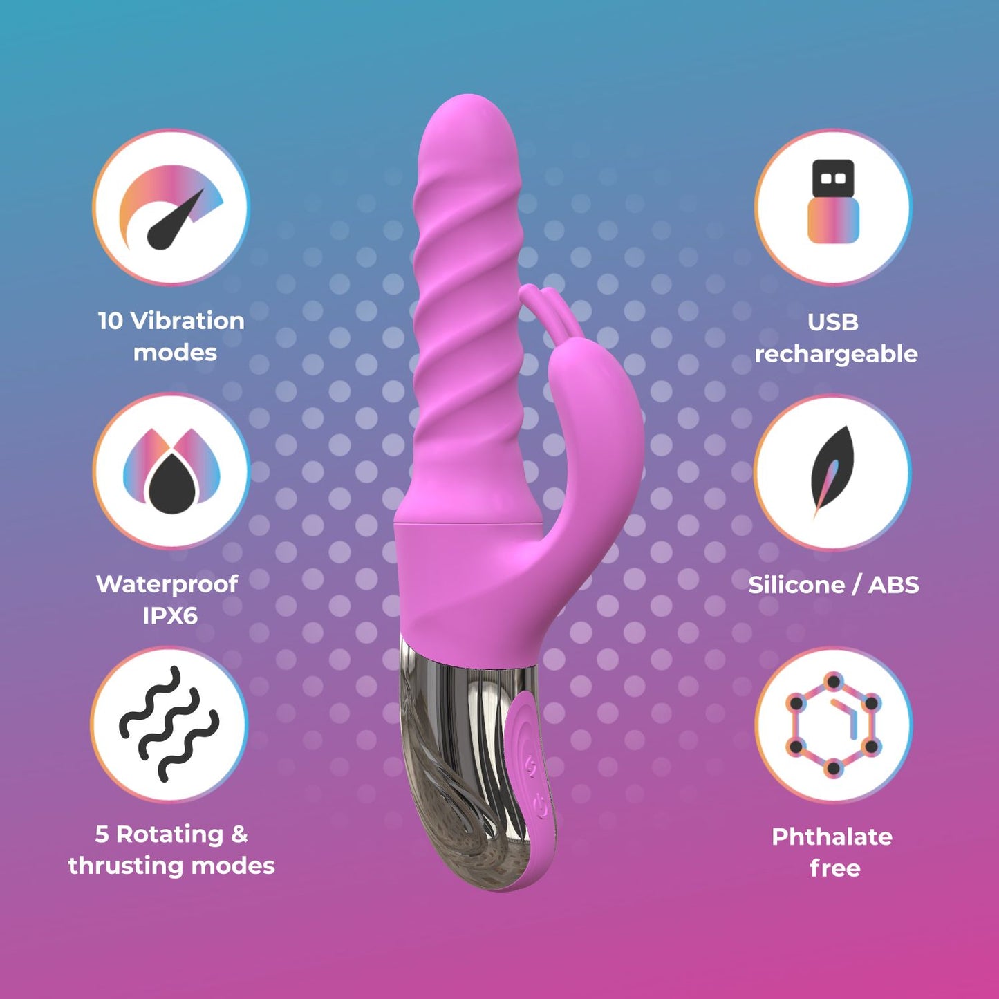 Good Vibes Only - 360° Rotating Thrusting Vibrator - Pink