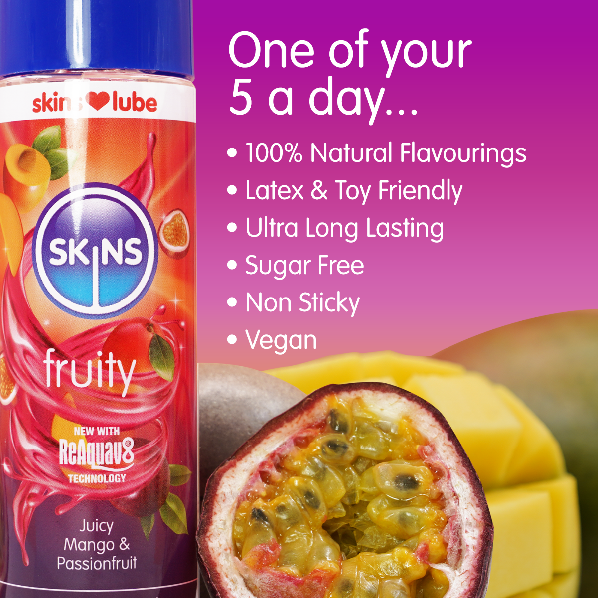Mango & Passionfruit Water Based Lubricant 4.4 fl oz (130ml) | Skins