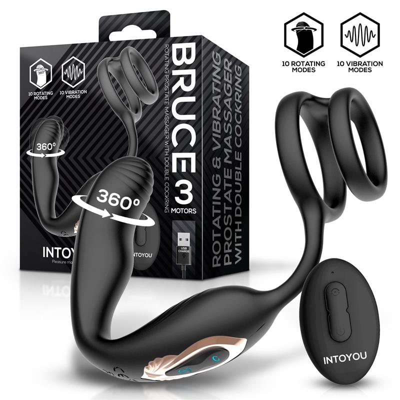 Bruce 360° Prostate Massager with Double Cock Ring | Intoyou