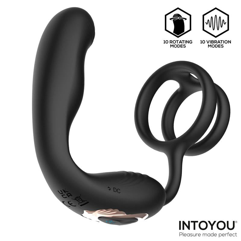 Bruce 360° Prostate Massager with Double Cock Ring | Intoyou