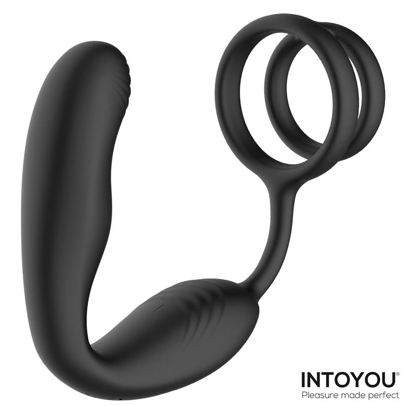 Bruce 360° Prostate Massager with Double Cock Ring | Intoyou