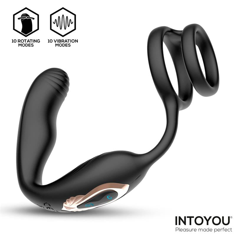 Bruce 360° Prostate Massager with Double Cock Ring | Intoyou