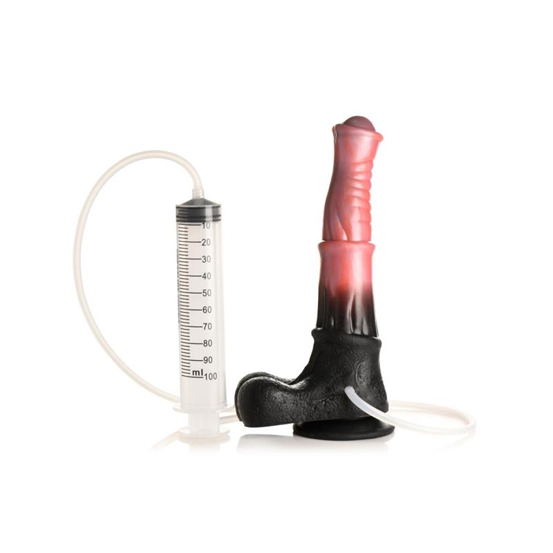 Centaur Explosion Squirting Silicone Dildo Black/Red | Creature Cocks