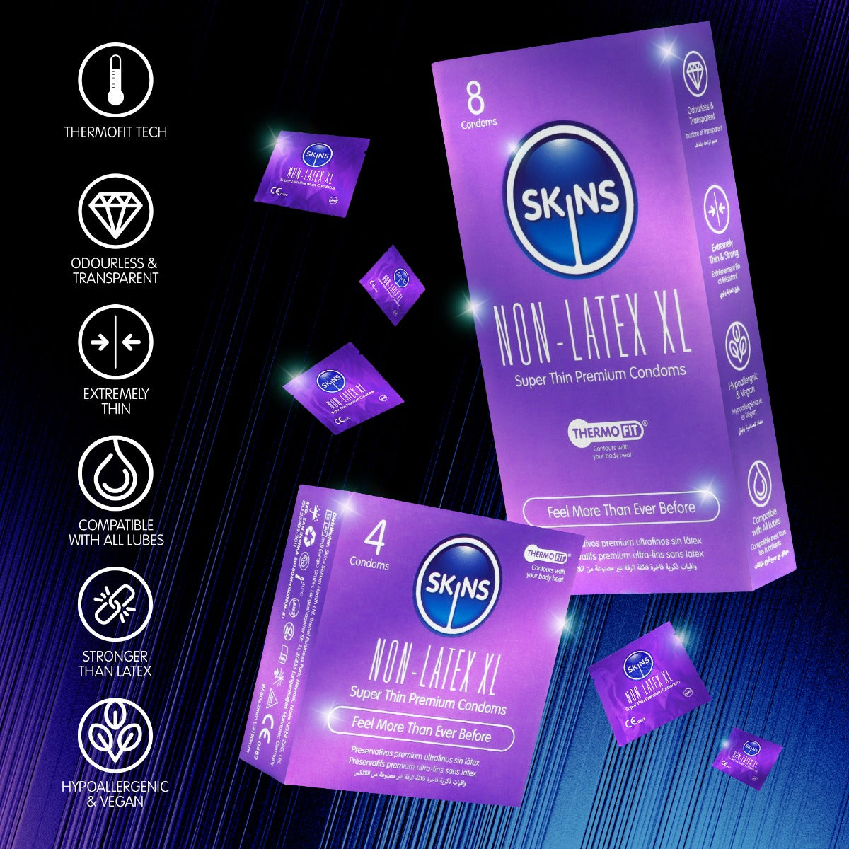 Condoms Non-Latex XL 4 Pack | Skins