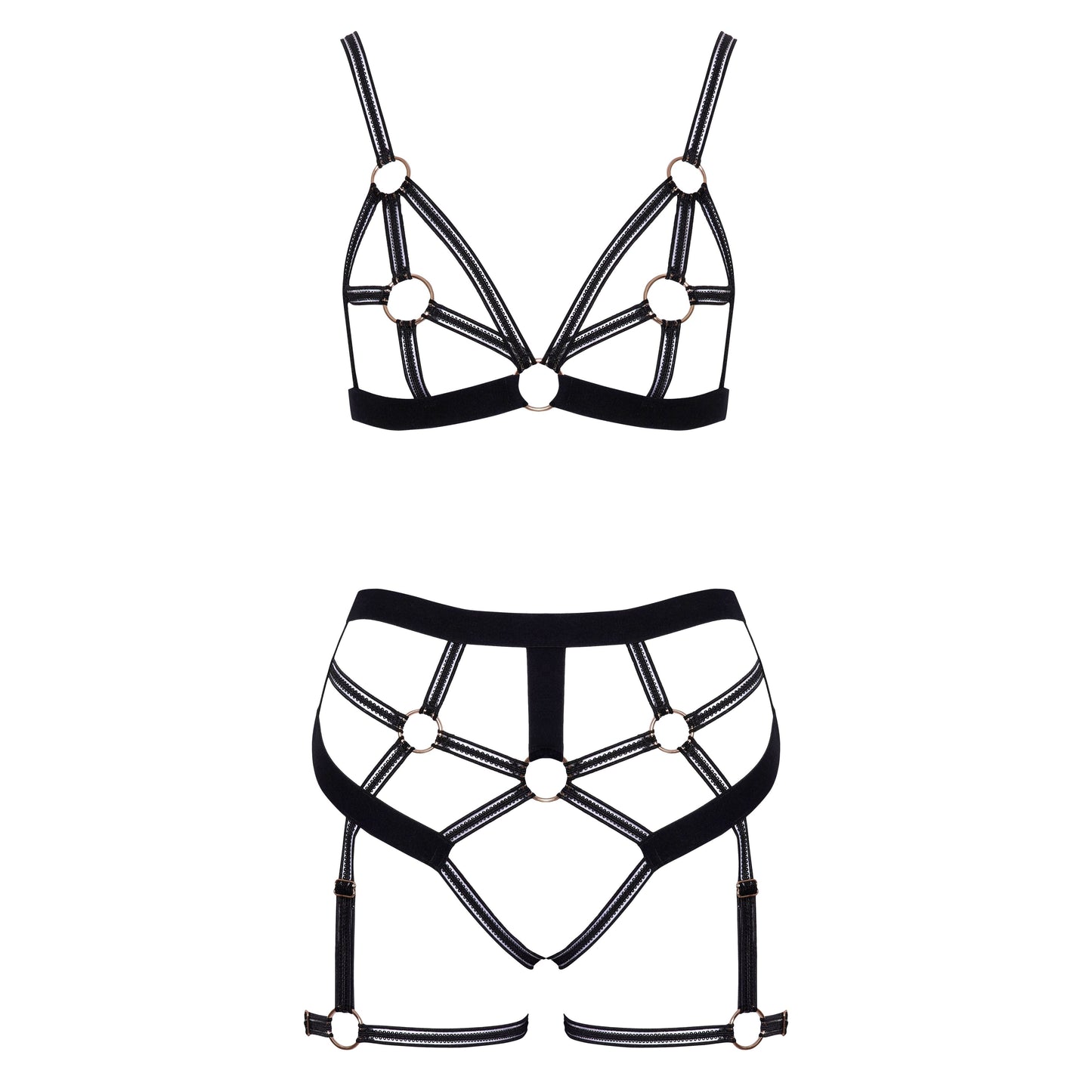 Cottelli LINGERIE – Ouvert Set Bra & Thong – Black