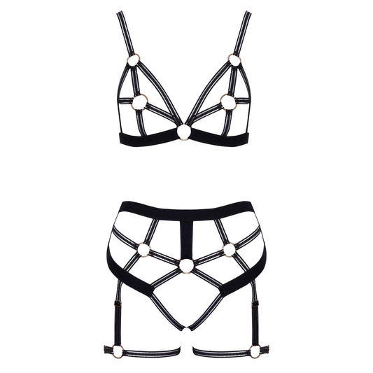 Cottelli LINGERIE – Ouvert Set Bra & Thong – Black