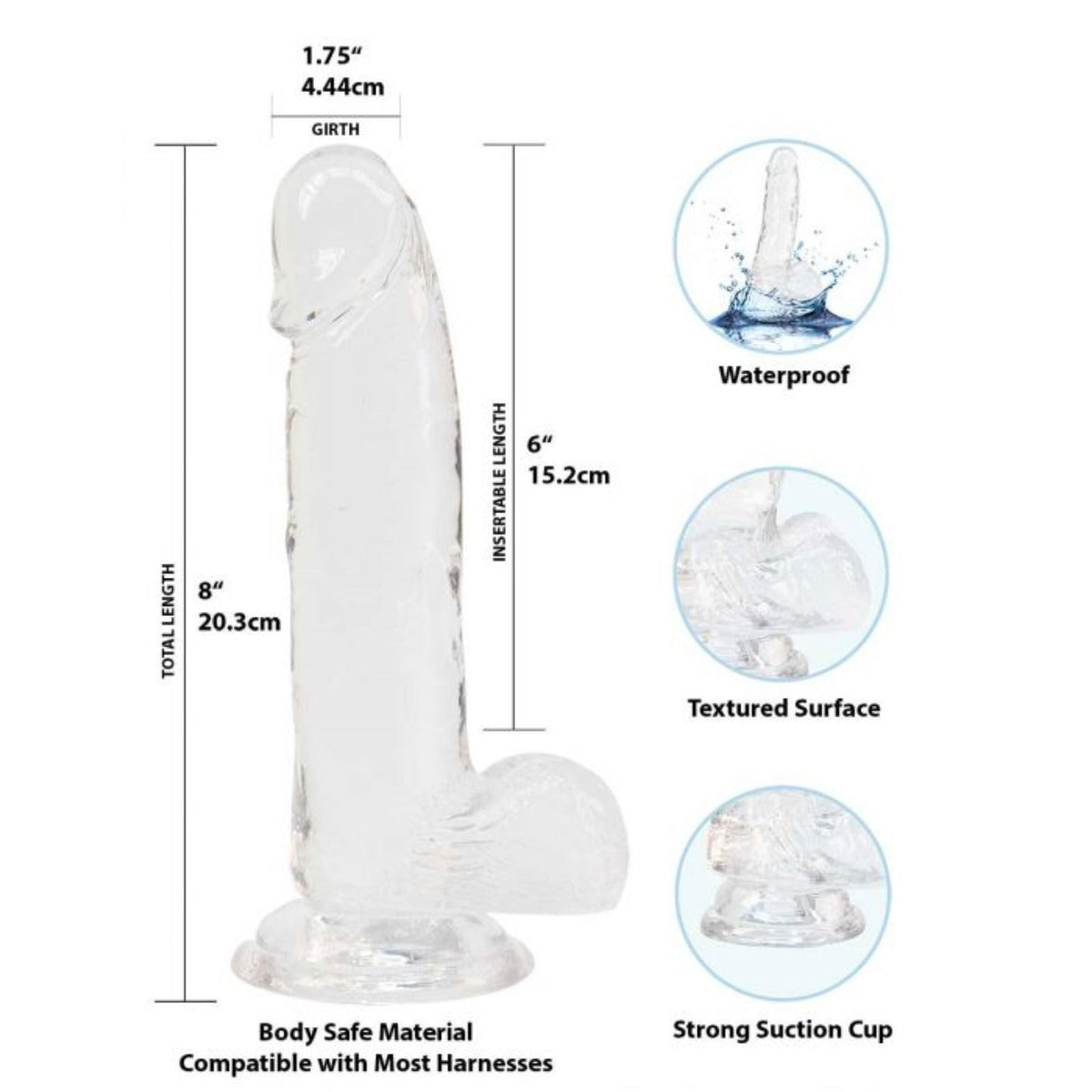 Crystal Addiction - Transparent Dildo - 19 cm