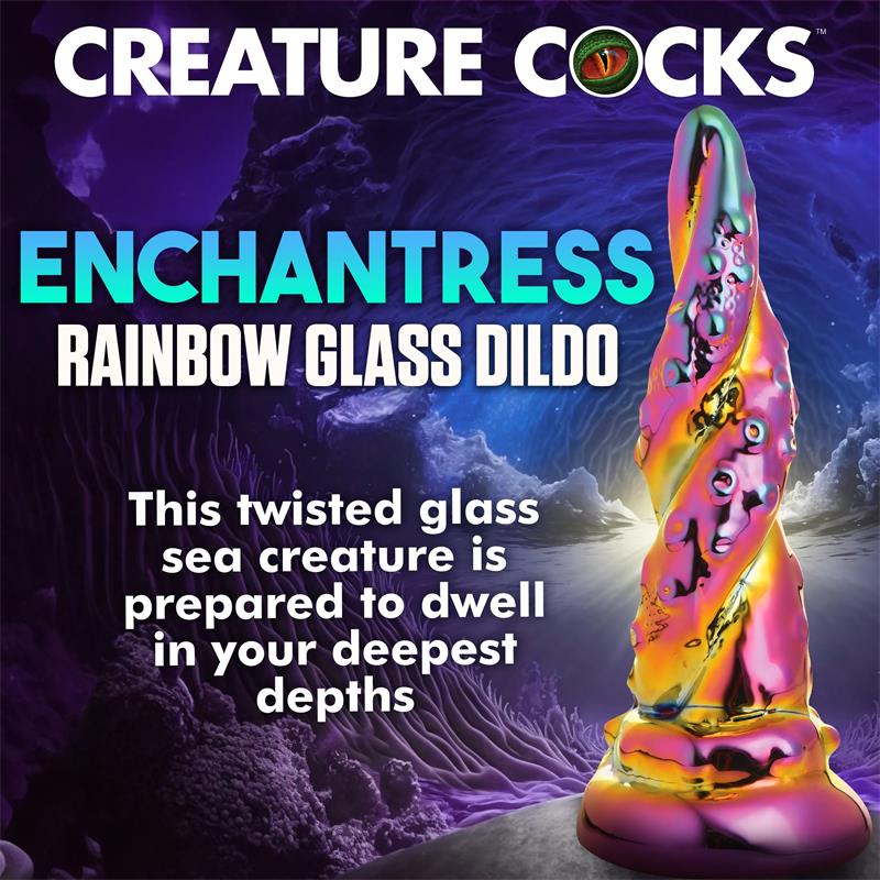 Enchanting Rainbow Glass Dildo Yellow & 6.3 Inch (16 cm) | Creature Cocks