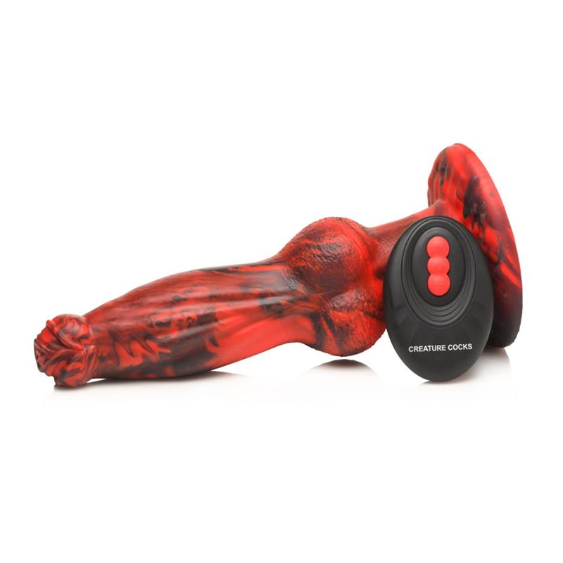 XR Brands Hel-Wolf Thrusting & Vibrating Dildo with Remote 8.7 Inch (22.1 cm) | Creature Cocks
