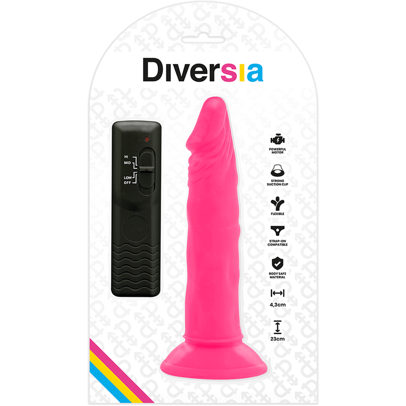 Flexible Vibrating Dildo 9.1 Inch (23 cm) | Diversia — Pink