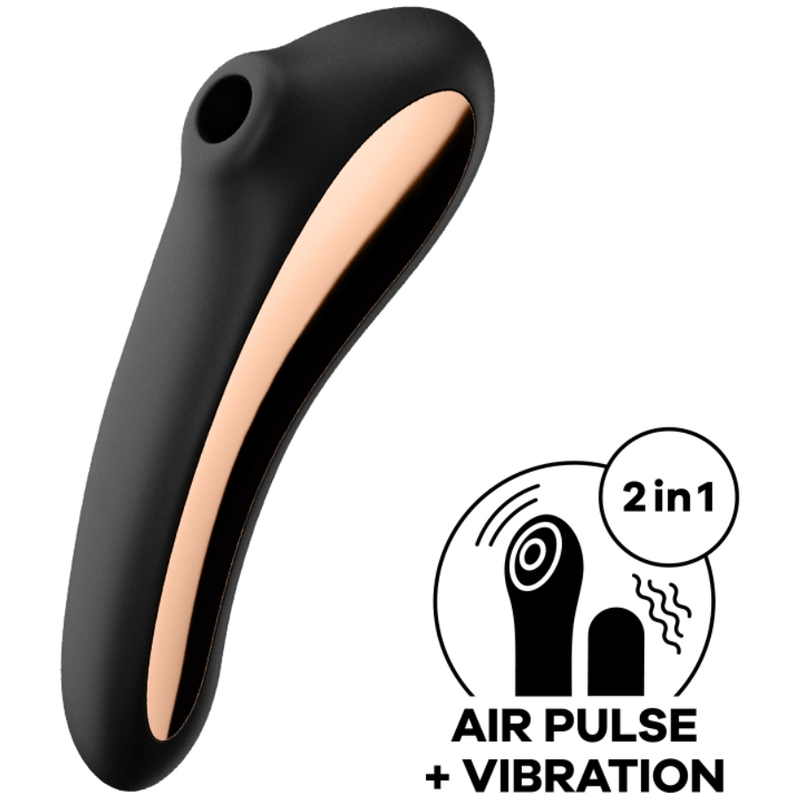 Satisfyer - Dual Kiss Air Pulse Vibrator Black – Clitoral Suction Toy