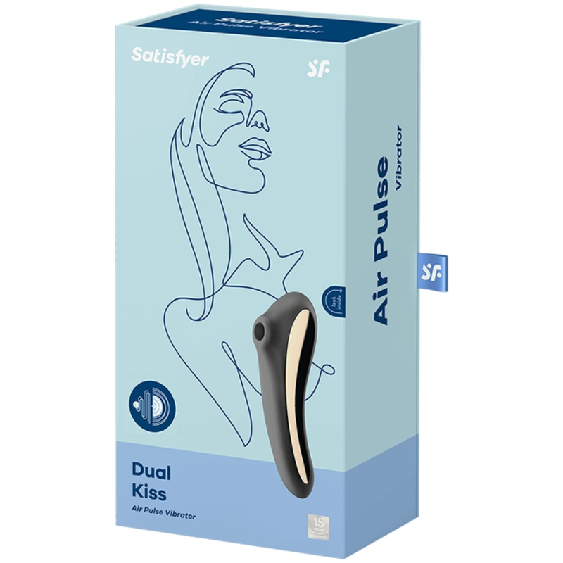 Satisfyer - Dual Kiss Air Pulse Vibrator Black – Clitoral Suction Toy