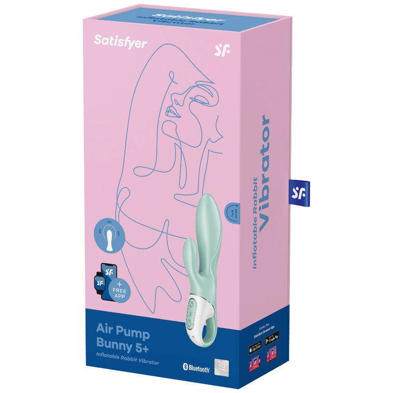Satisfyer - Air Pump Bunny 5+ Inflatable Rabbit Vibrator App Green – G Spot Rabbit Vibrator