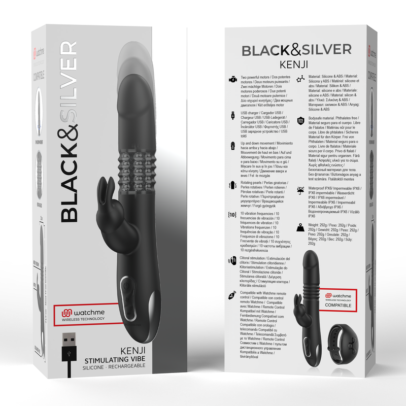 Black&Silver - Kenji Stimulating Vibe Compatible with Watchme Wireless Technology – Vibrator