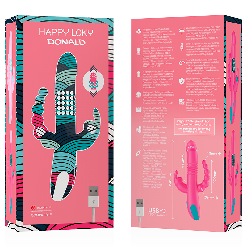 Happy Loky - Donald Triple Stimulation: Anal, G-Spot & Clitoral Watchme Wireless Technology Compatible – G Spot Vibrator