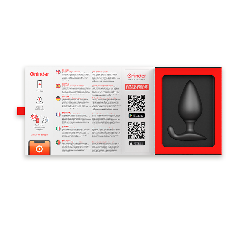 Oninder - Rio Vibrating Anal Plug Black - Free App – Vibrating Butt Plug