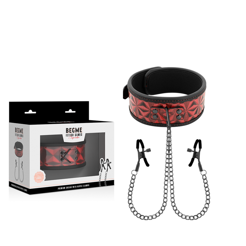 Collar with Nipple Clamps | Begme — Red