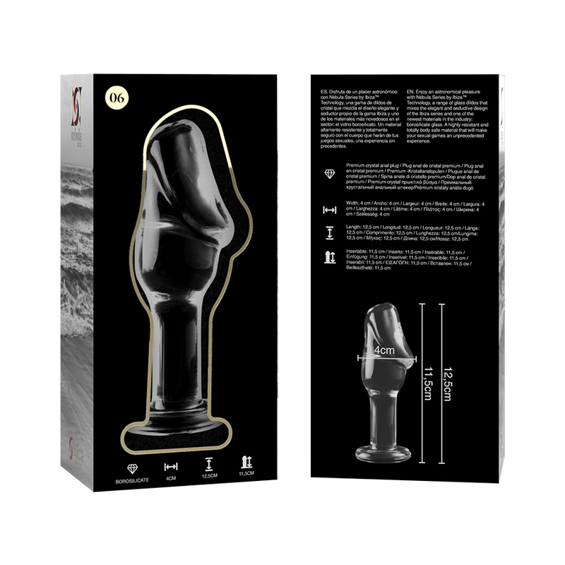Nebula Series by Ibiza - Model 6 Anal Plug Borosilicate Glass Clear 12.5 cm - O - 4 cm – Butt Plug