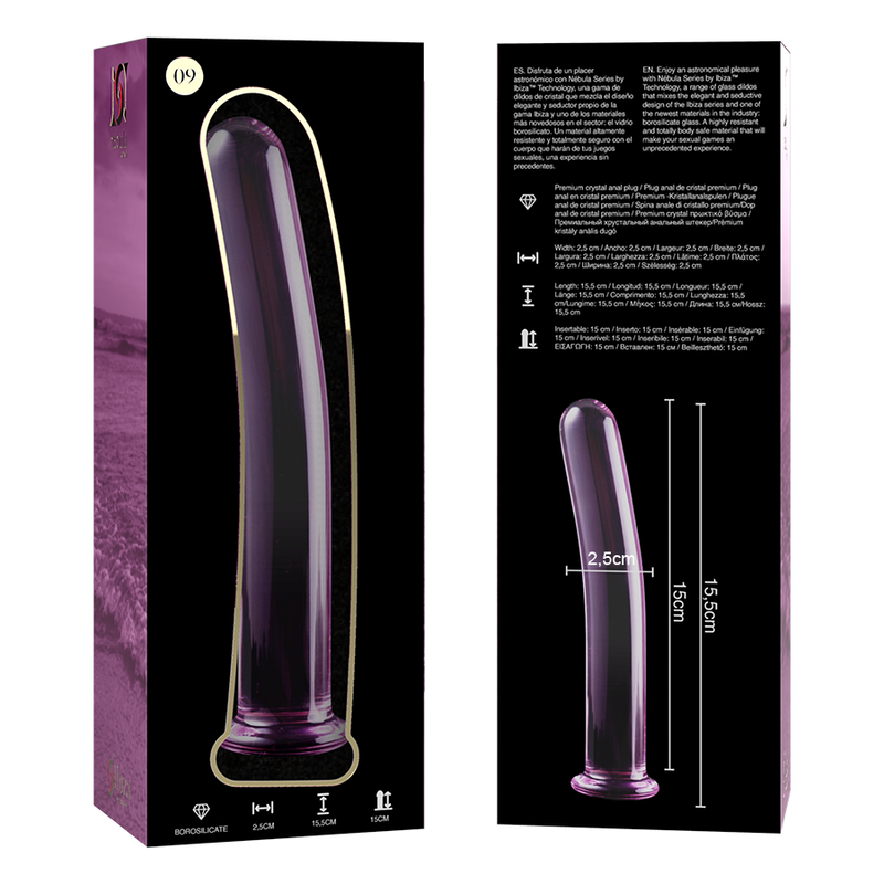 Nebula Series by Ibiza - Model 9 Dildo Borosilicate Glass Pink 15.5 cm - O - 2.5 cm – Glass Dildo
