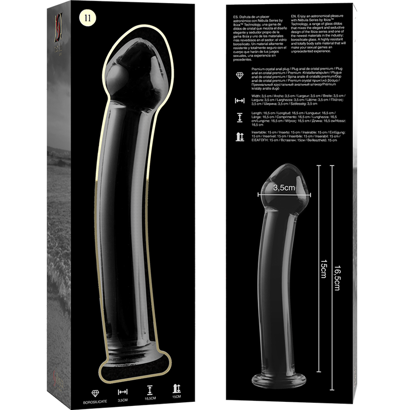 Nebula Series by Ibiza - Model 11 Dildo Borosilicate Glass Clear 16 cm - O - 3 cm – Glass Dildo