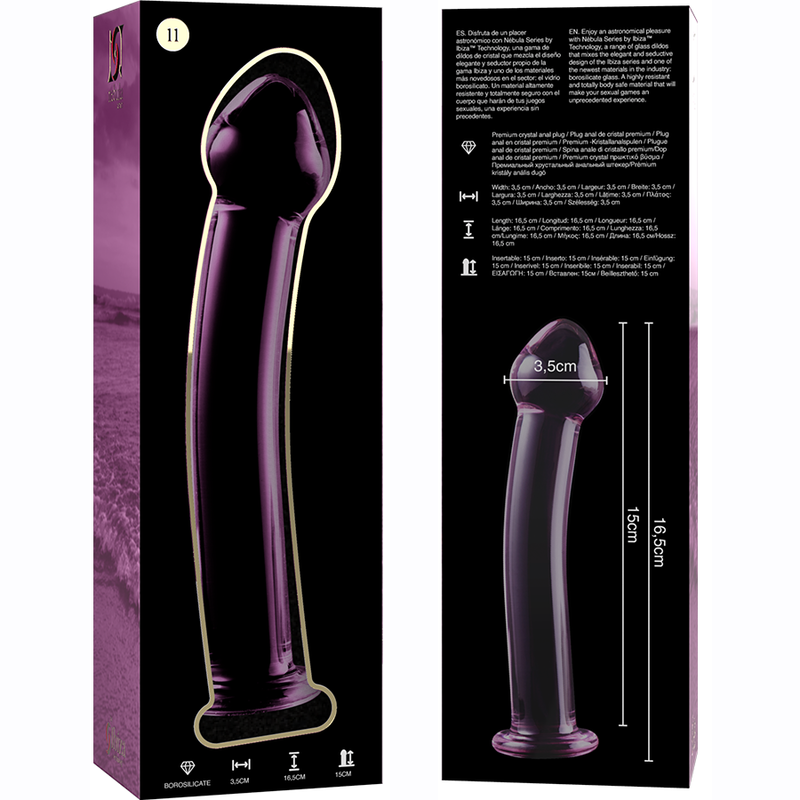 Nebula Series by Ibiza - Model 11 Dildo Borosilicate Glass Pink 16 cm - O - 3 cm – Glass Dildo
