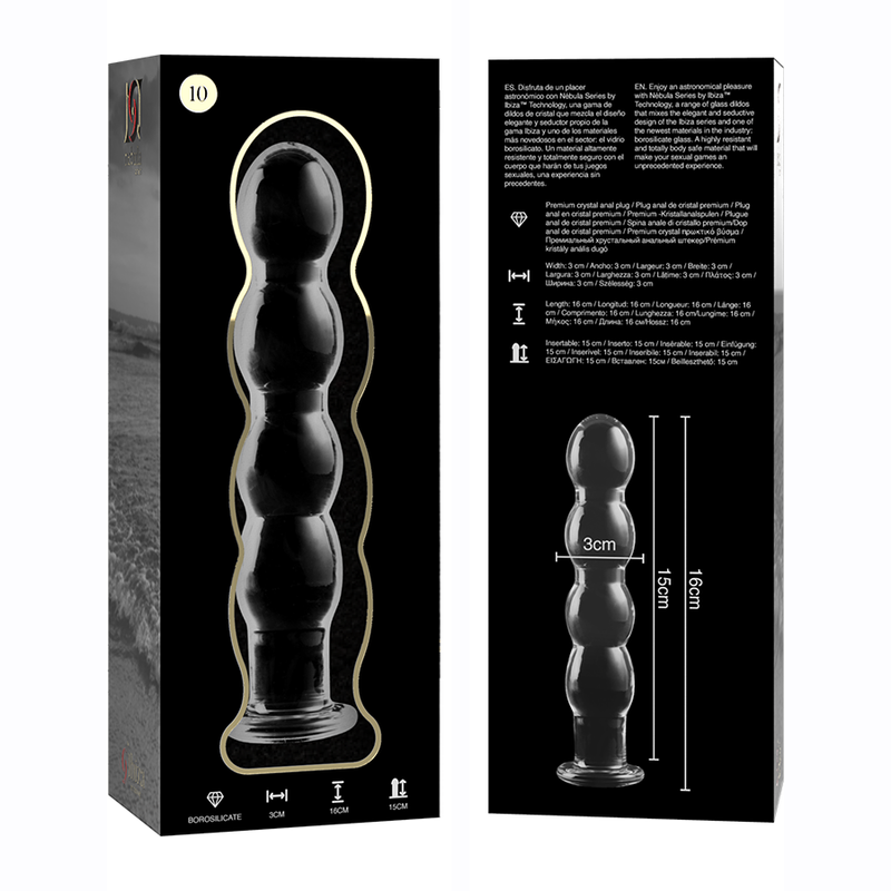 Nebula Series by Ibiza - Model 10 Dildo Borosilicate Glass Clear 16.5 cm - O - 3.5 cm – Glass Dildo