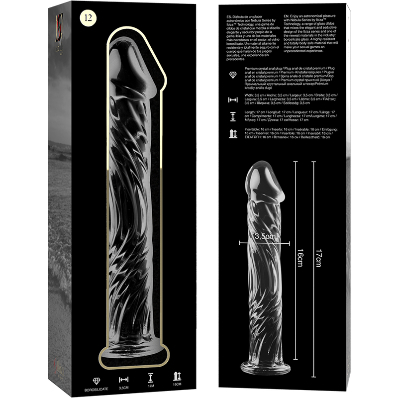 Nebula Series by Ibiza - Model 12 Dildo Borosilicate Glass Clear 17 cm - O - 3.5 cm – Glass Dildo