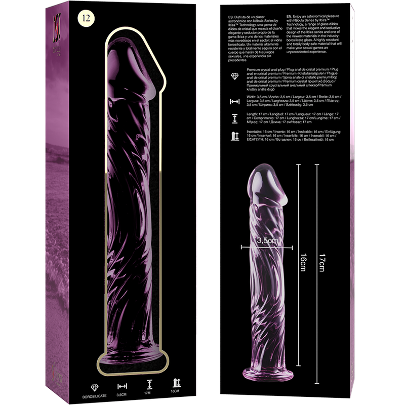Nebula Series by Ibiza - Model 12 Dildo Borosilicate Glass Pink 17 cm - O - 3.5 cm – Glass Dildo