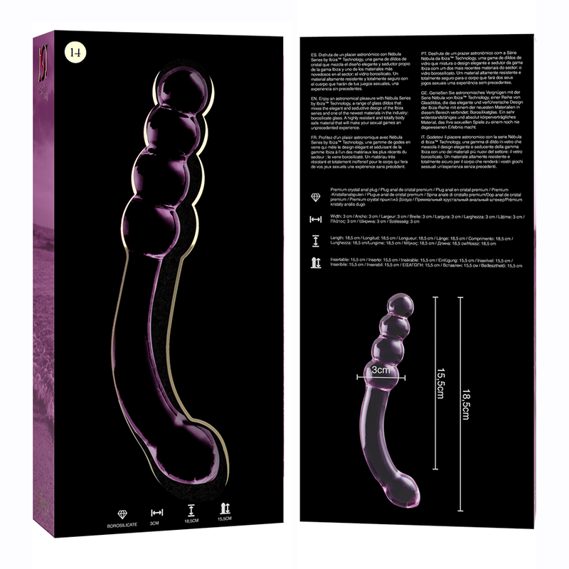 Nebula Series by Ibiza - Model 14 Dildo Borosilicate Glass Pink 18.5 cm - O - 3 cm – Glass Dildo