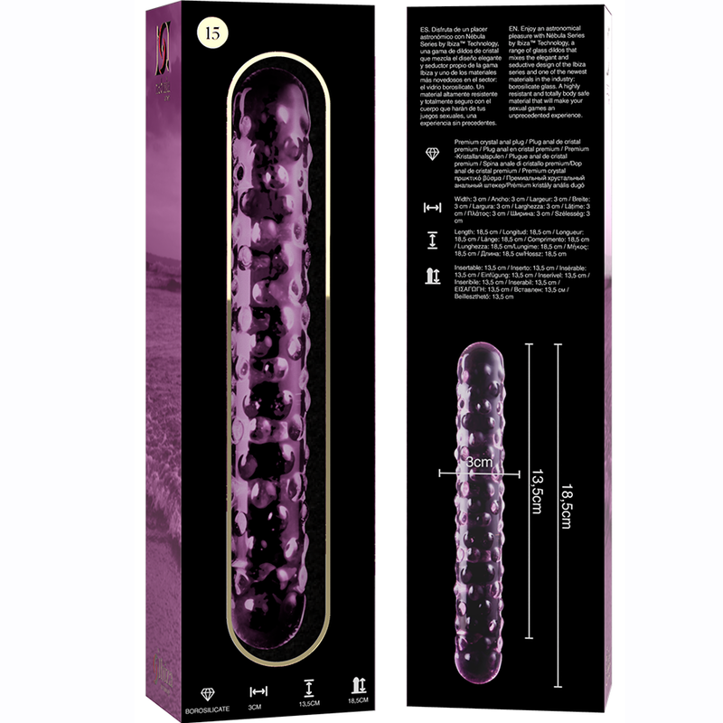 Nebula Series by Ibiza - Model 15 Dildo Borosilicate Glass Pink 18.5 cm - O - 3 cm – Glass Dildo
