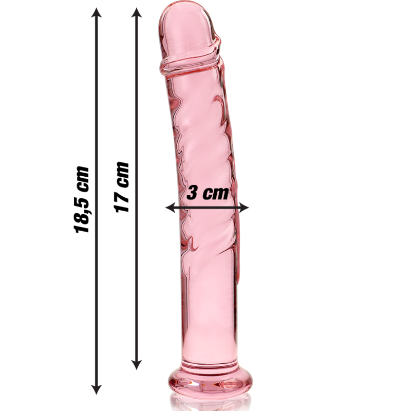 Nebula Series by Ibiza - Model 16 Dildo Borosilicate Glass Pink 18.5 cm - O - 3 cm – Glass Dildo