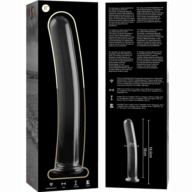 Nebula Series by Ibiza - Model 17 Dildo Borosilicate Glass Clear 18.5 cm - O - 3 cm – Glass Dildo