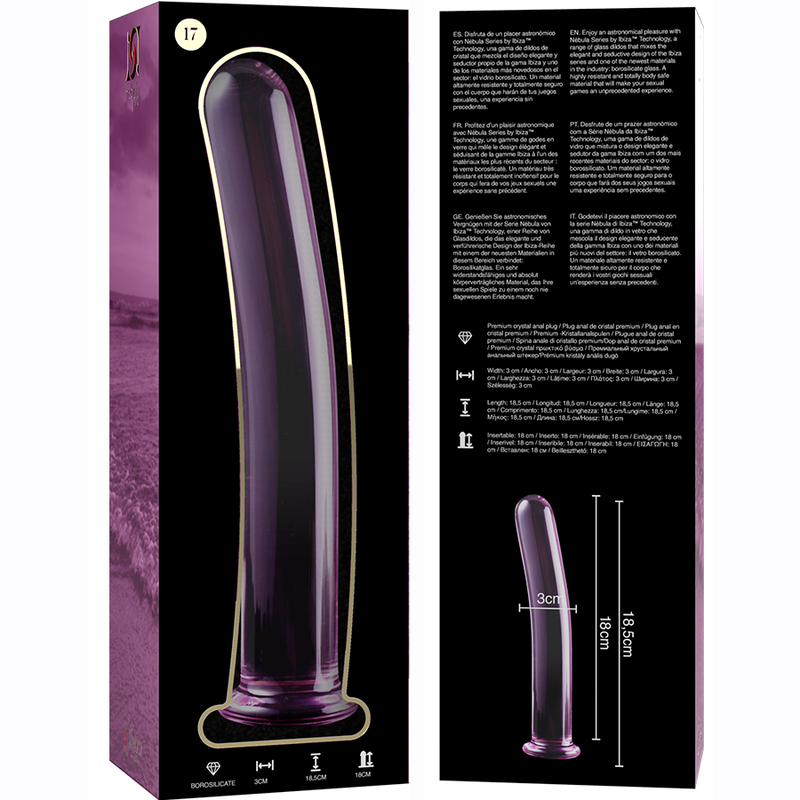 Nebula Series by Ibiza - Model 17 Dildo Borosilicate Glass Pink 18.5 cm - O - 3 cm – Glass Dildo