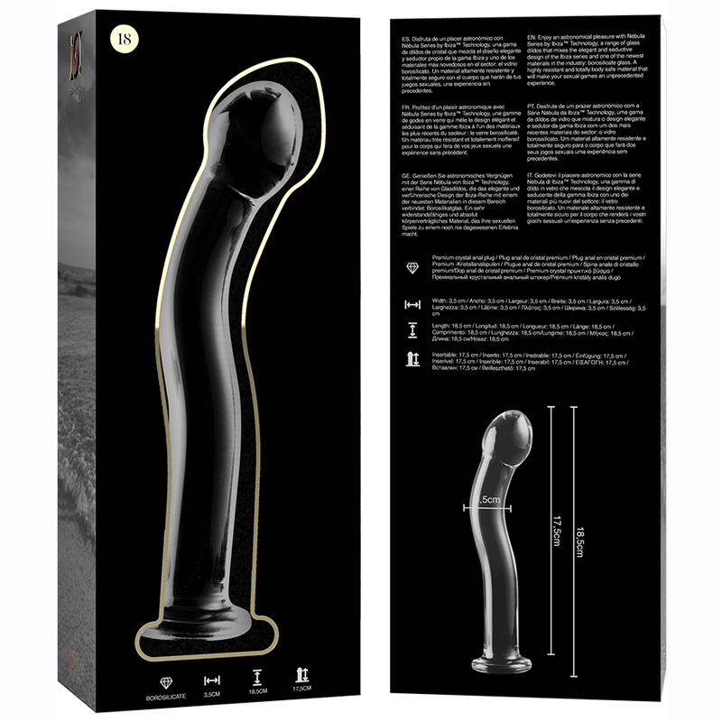 Nebula Series by Ibiza - Model 18 Dildo Borosilicate Glass Clear 18.5 cm - O - 3.5 cm – Glass Dildo