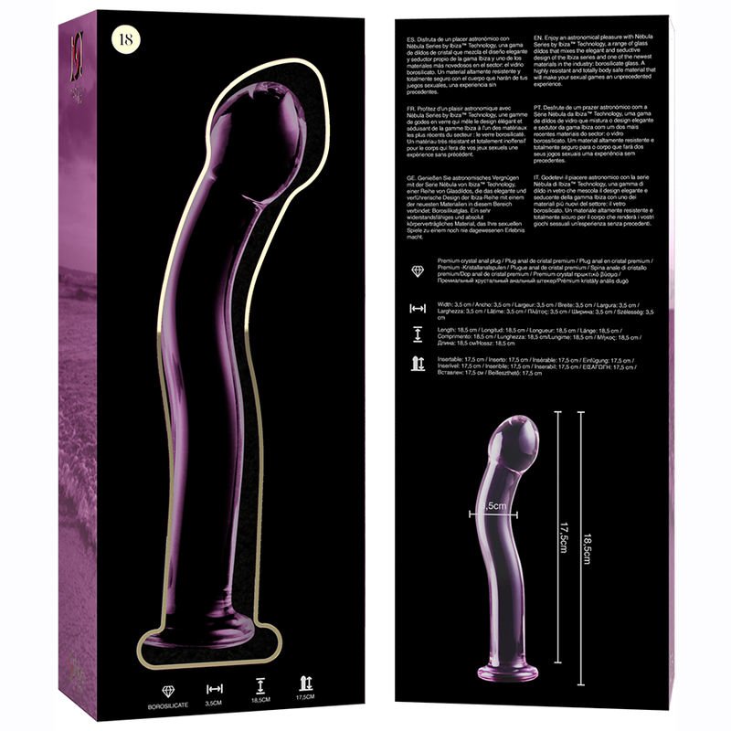 Nebula Series by Ibiza - Model 18 Dildo Borosilicate Glass Pink 18.5 cm - O - 3.5 cm – Glass Dildo