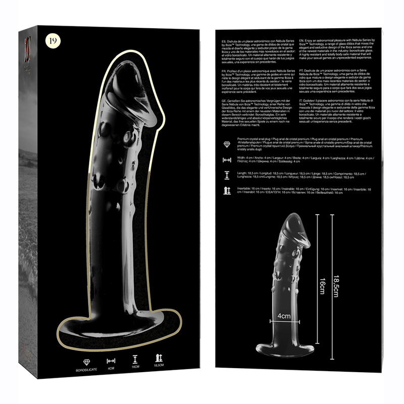 Nebula Series by Ibiza - Model 19 Dildo Borosilicate Glass Clear 18.5 cm - O - 4 cm – Glass Dildo
