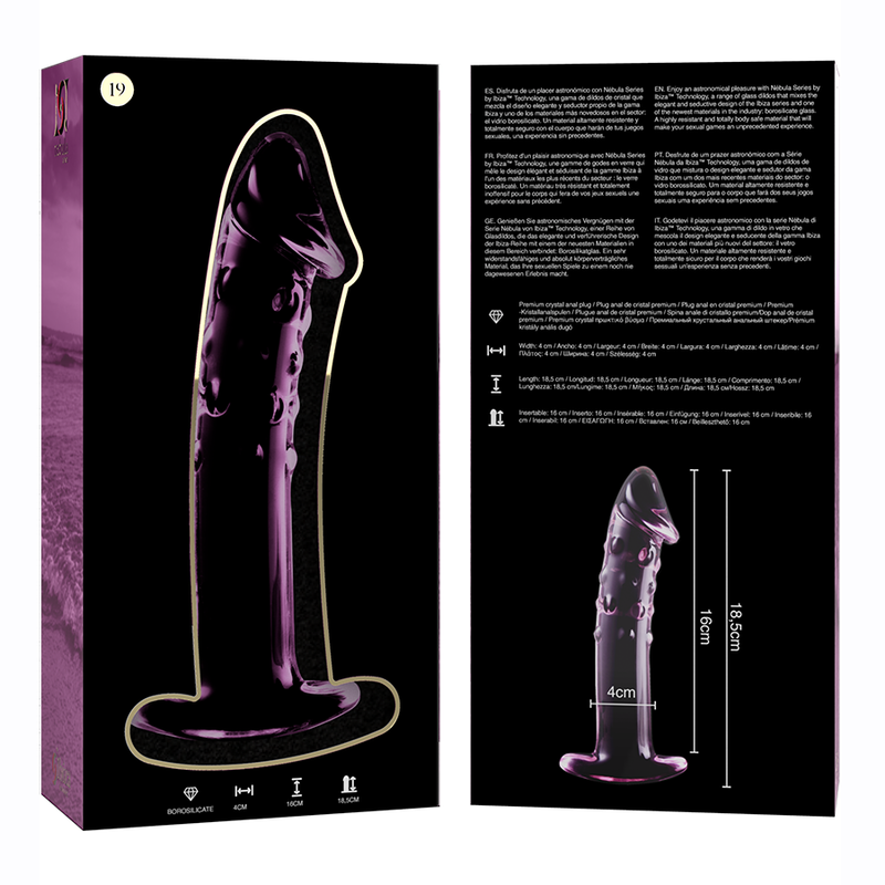 Nebula Series by Ibiza - Model 19 Dildo Borosilicate Glass Pink 18.5 cm - O - 4 cm – Glass Dildo