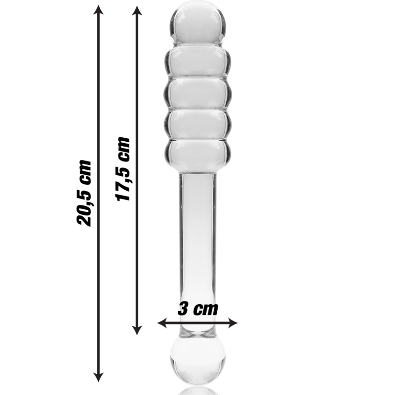 Nebula Series by Ibiza - Model 20 Dildo Borosilicate Glass Clear 20.5 cm - O - 3 cm – Glass Dildo