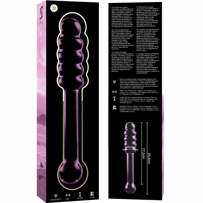 Nebula Series by Ibiza - Model 20 Dildo Borosilicate Glass Pink 20.5 cm - O - 3 cm – Glass Dildo