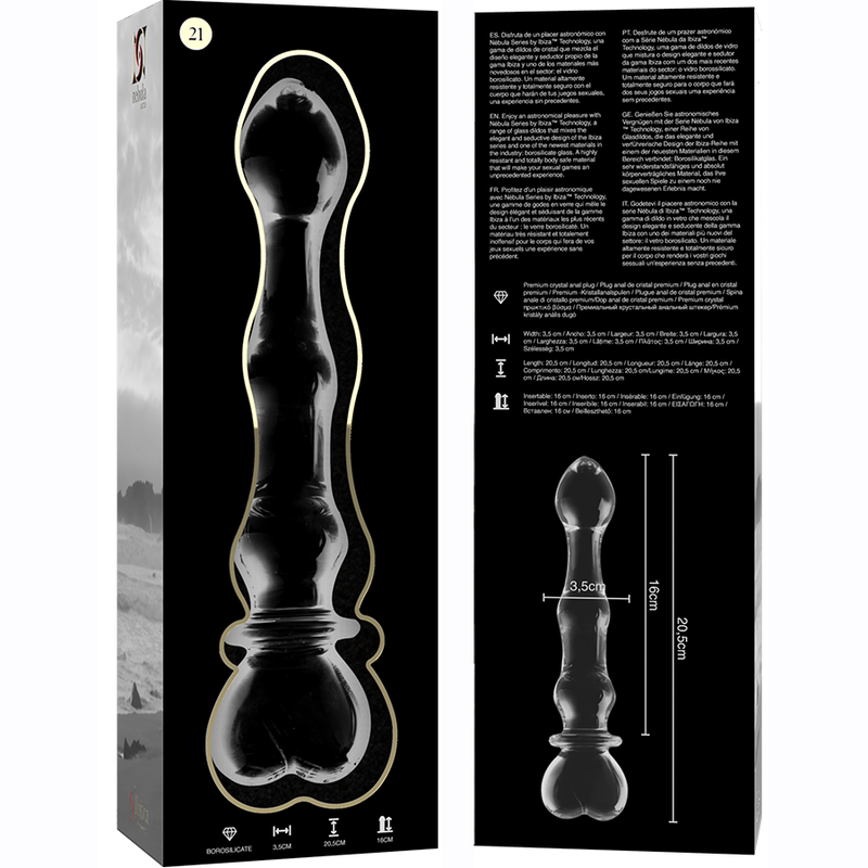 Nebula Series by Ibiza - Model 21 Dildo Borosilicate Glass Clear 20.5 cm - O - 3.5 cm – Glass Dildo