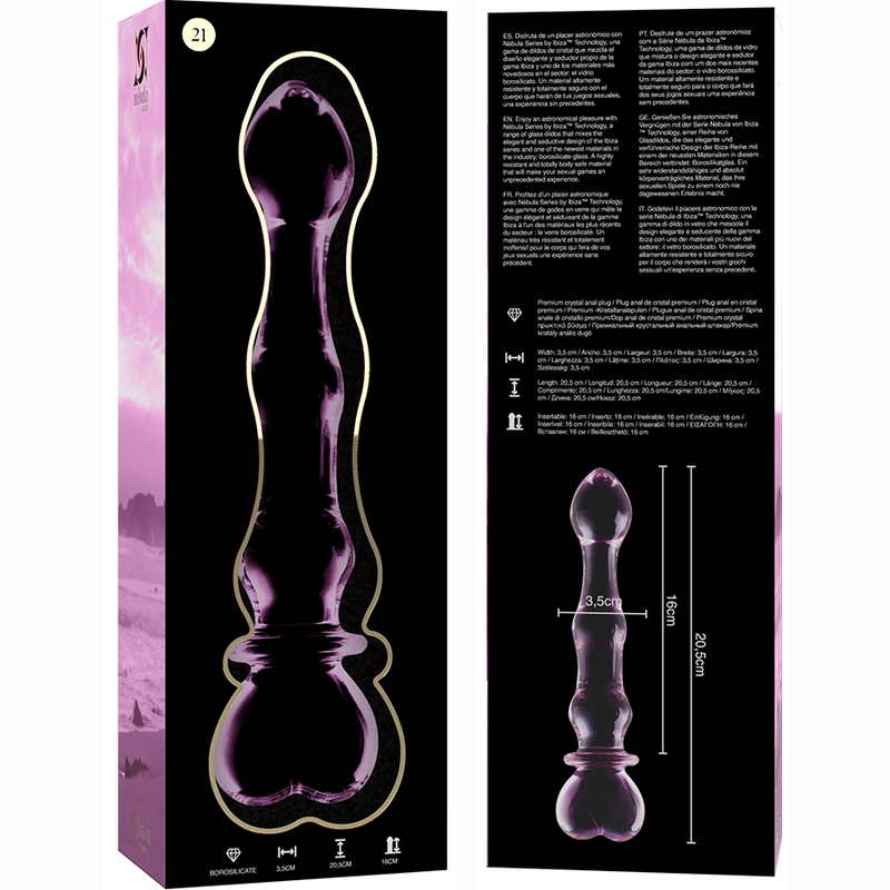 Nebula Series by Ibiza - Model 21 Dildo Borosilicate Glass Pink 20.5 cm - O - 3.5 cm – Glass Dildo