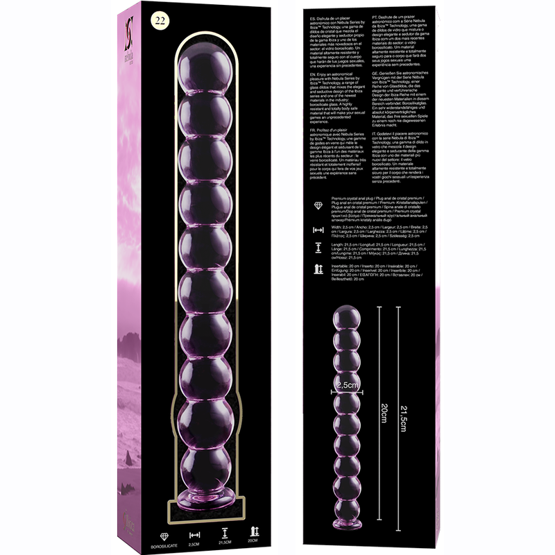 Nebula Series by Ibiza - Model 22 Dildo Borosilicate Glass Pink 21.5 cm - O - 2.5 cm – Glass Dildo