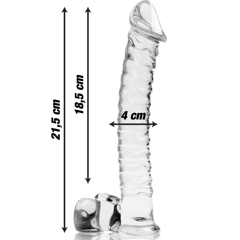 Nebula Series by Ibiza - Model 23 Dildo Borosilicate Glass Clear 21.5 cm - O - 4 cm – Glass Dildo