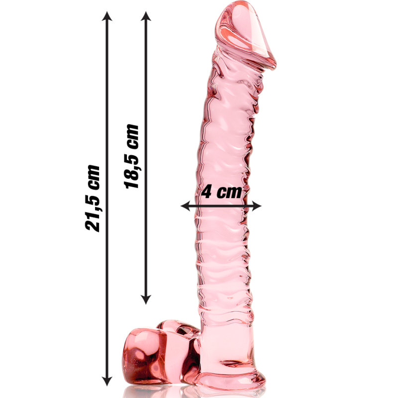 Nebula Series by Ibiza - Model 23 Dildo Borosilicate Glass Pink 21.5 cm - O - 4 cm – Glass Dildo