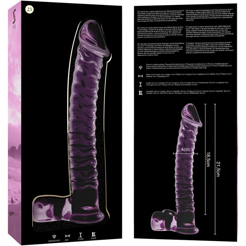 Nebula Series by Ibiza - Model 23 Dildo Borosilicate Glass Pink 21.5 cm - O - 4 cm – Glass Dildo