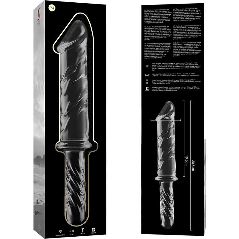 Nebula Series by Ibiza - Model 24 Dildo Borosilicate Glass Clear 28.5 cm - O - 5 cm – Glass Dildo
