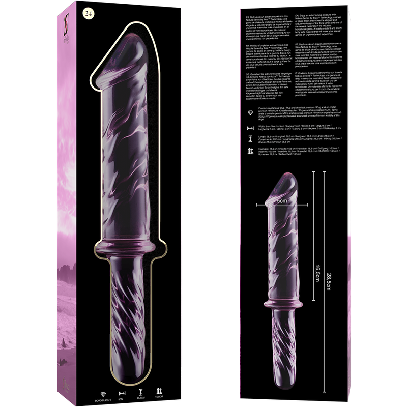 Nebula Series by Ibiza - Model 24 Dildo Borosilicate Glass Pink 28.5 cm - O - 5 cm – Glass Dildo