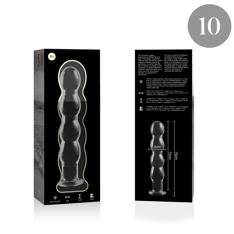 Nebula Series by Ibiza - Model 10 Dildo Borosilicate Glass Clear 16.5 cm - O - 3.5 cm – Glass Dildo